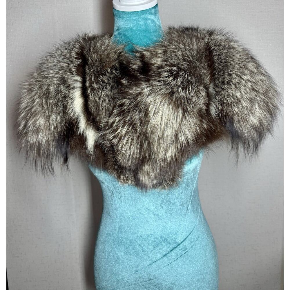 VTG 1970s- 80s Real Fur Stole Wrap Brown Fox Mob Wife Hollywood Glam Shawl